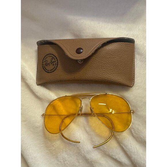 Vintage B&L Ray-Ban Outdoorsman Aviator Gold Yellow Lens USA w/ Case - Picture 4 of 4